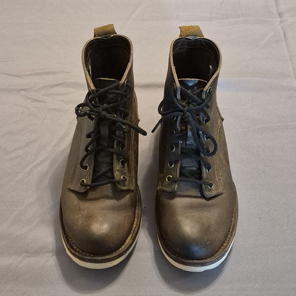 Origin Maine American Bison Boots Men Size 8.5 Brown Leather Vibram Outsoles USA